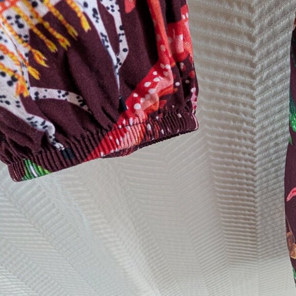 Lez a Lez Boho Burgundy Unicorn Zebra Print Dress Large - Picture 11 of 13